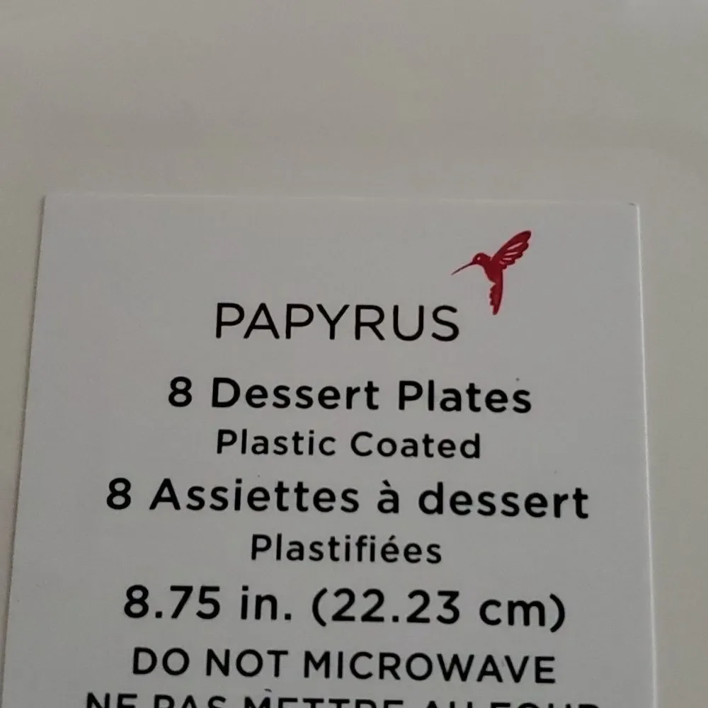 Papyrus Plates 8 dessert plates geometric artsy disposable